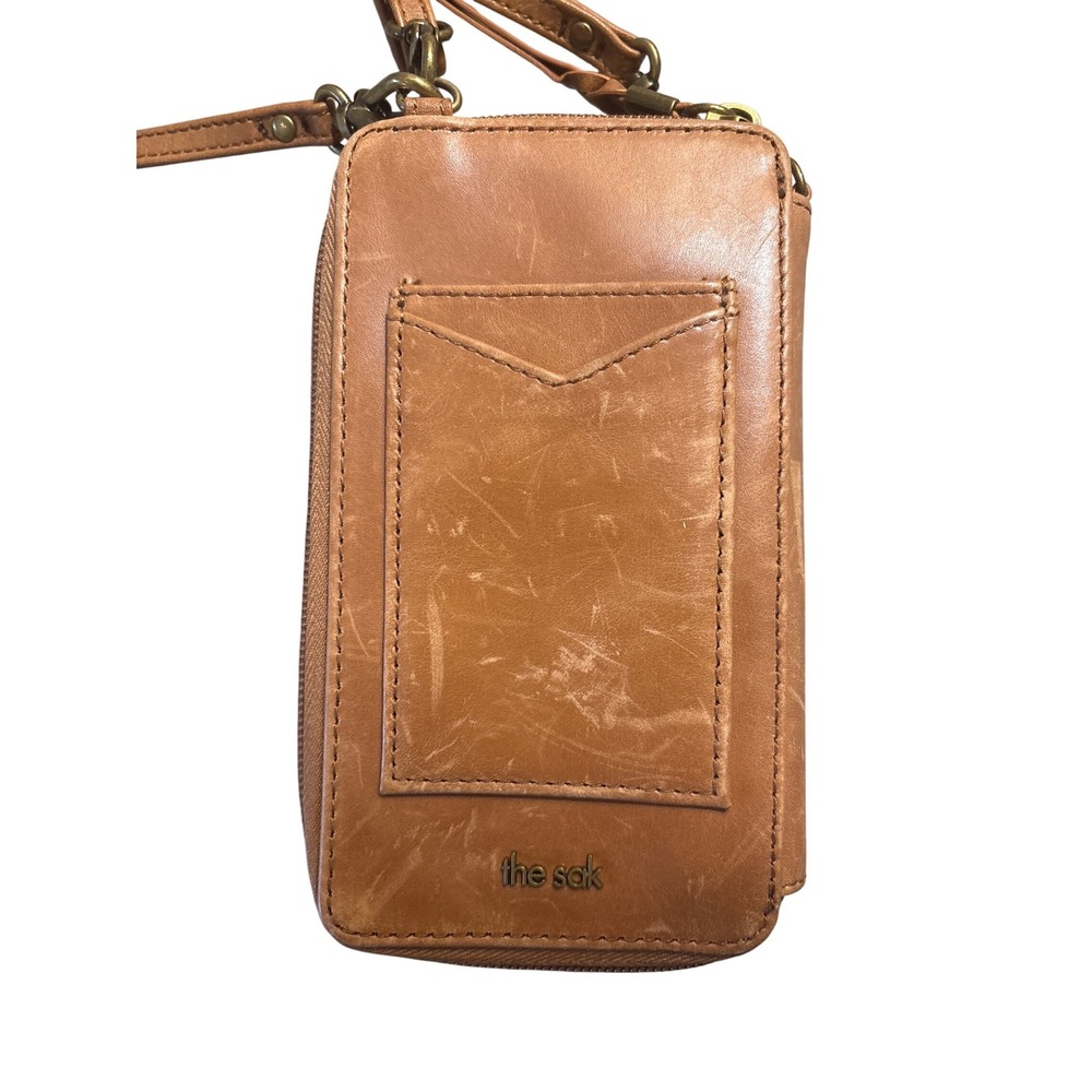 The Sak Silverlake Smartphone Crossbody Tan Leather Floral Embossed Wallet Bag - Picture 6 of 14